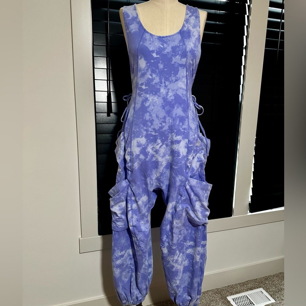 Free People Lavender Tie-Dye Utility Jumpsuit